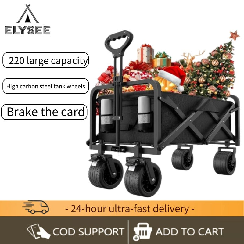 ElyseeOutdoor Wagon Trolley Capacity 250KG Outdoor Camping Wagon trolley Cart Folding Beach Garden Camping Shopping Cart Fishing Stall Trolley