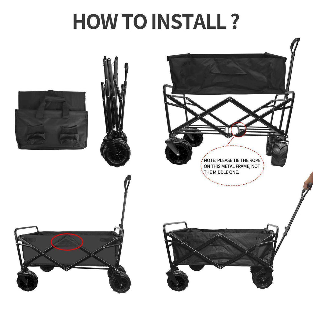 ElyseeOutdoor Wagon Trolley Capacity 250KG Outdoor Camping Wagon trolley Cart Folding Beach Garden Camping Shopping Cart Fishing Stall Trolley