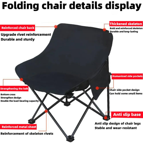 Elysee Camping Chair Outdoor Folding Chair Portable Camping Chair Heavy Duty Set Equipment Beach Chair Strong Load-bearing Extra Large Size Adult Light 600D Thickened Oxford Cloth