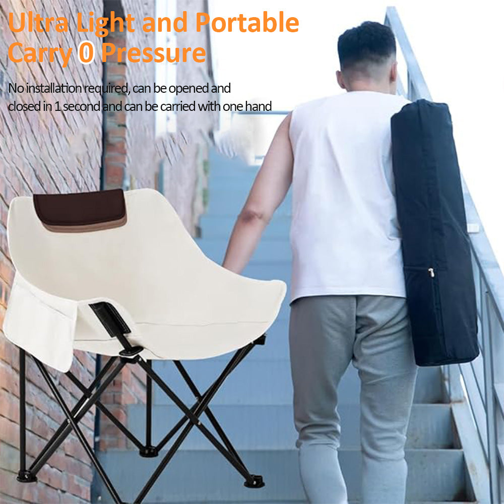 Elysee Camping Chair Outdoor Folding Chair Portable Camping Chair Heavy Duty Set Equipment Beach Chair Strong Load-bearing Extra Large Size Adult Light 600D Thickened Oxford Cloth