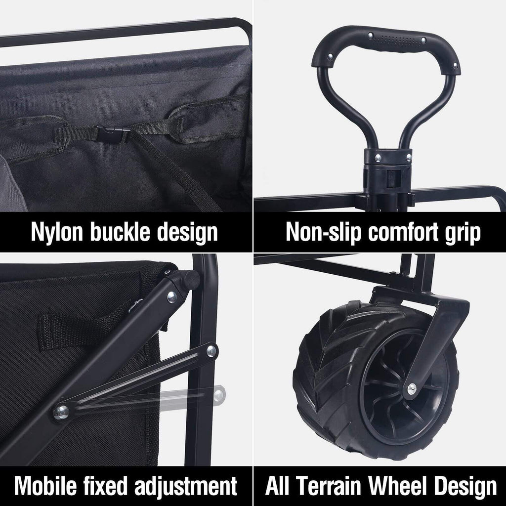 ElyseeOutdoor Wagon Trolley Capacity 250KG Outdoor Camping Wagon trolley Cart Folding Beach Garden Camping Shopping Cart Fishing Stall Trolley