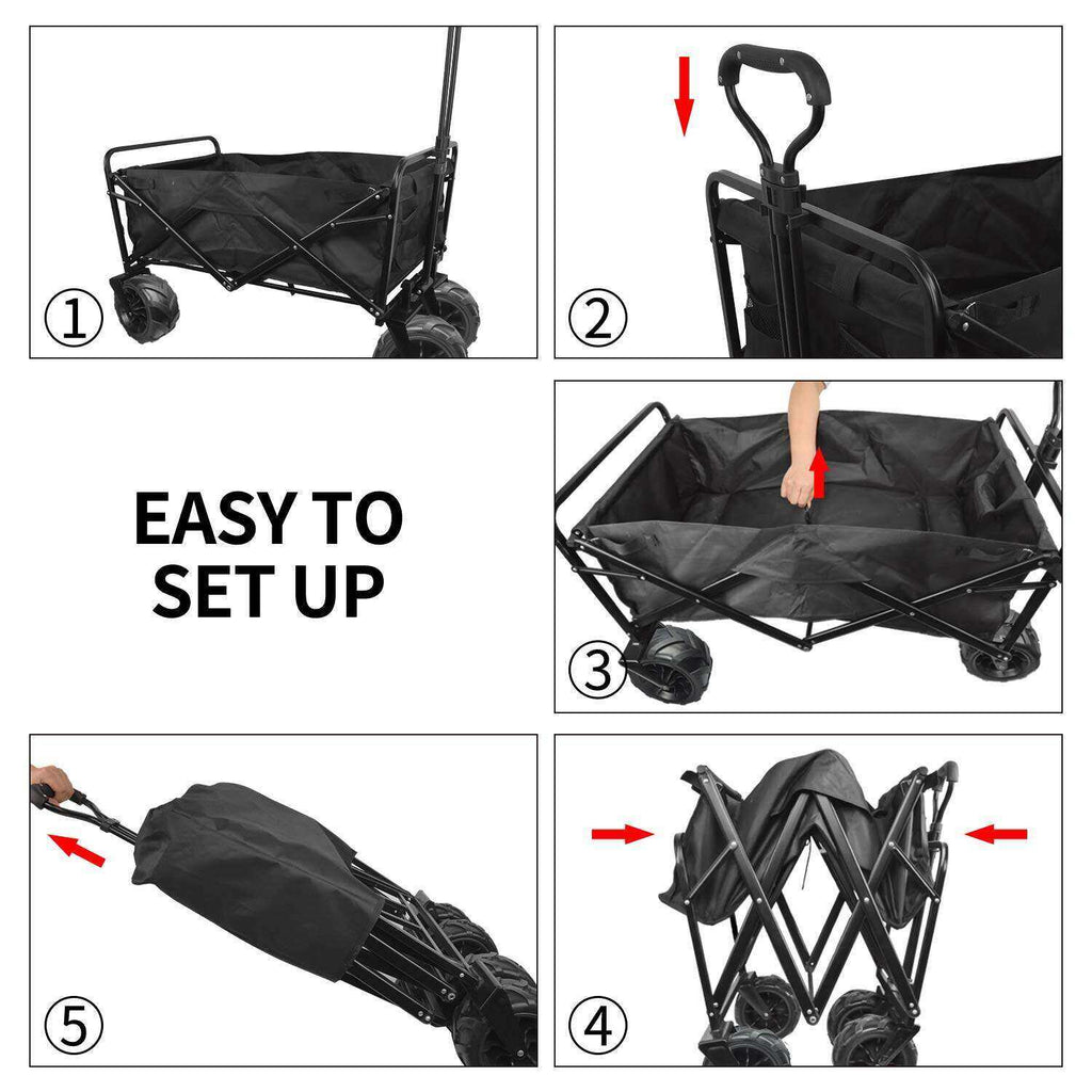 ElyseeOutdoor Wagon Trolley Capacity 250KG Outdoor Camping Wagon trolley Cart Folding Beach Garden Camping Shopping Cart Fishing Stall Trolley