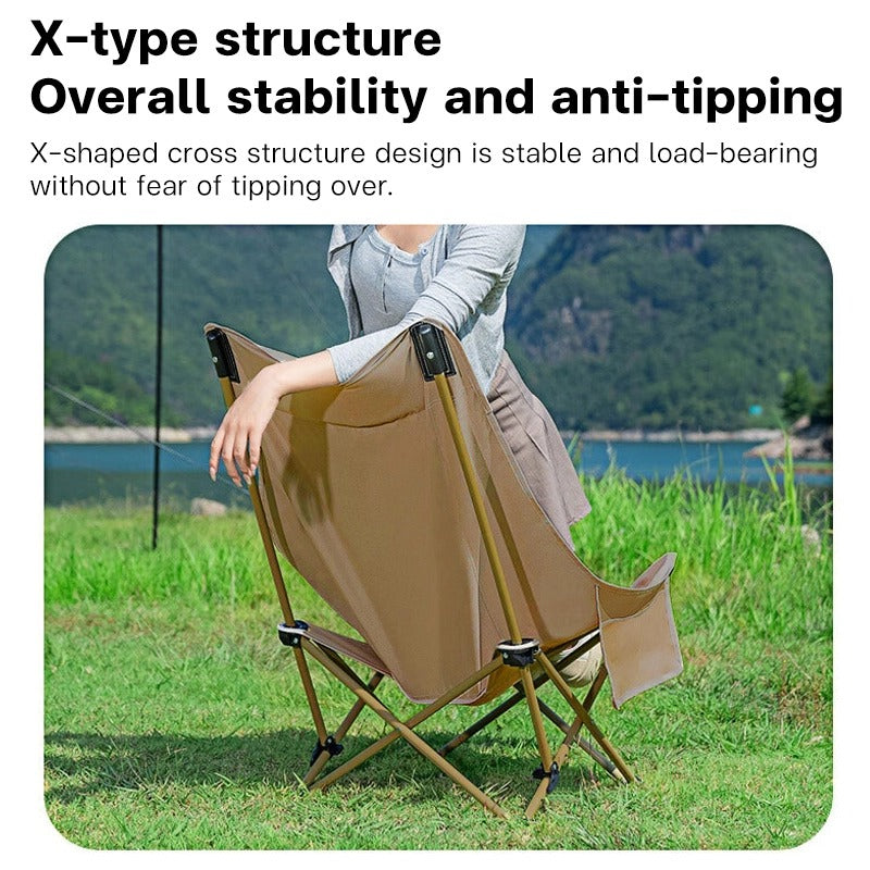 Elysee Moon Chair High Back Round Camping Outdoor Folding Chairs Portable Fishing Beach Lounge Chair With Pockets can bear 160KG