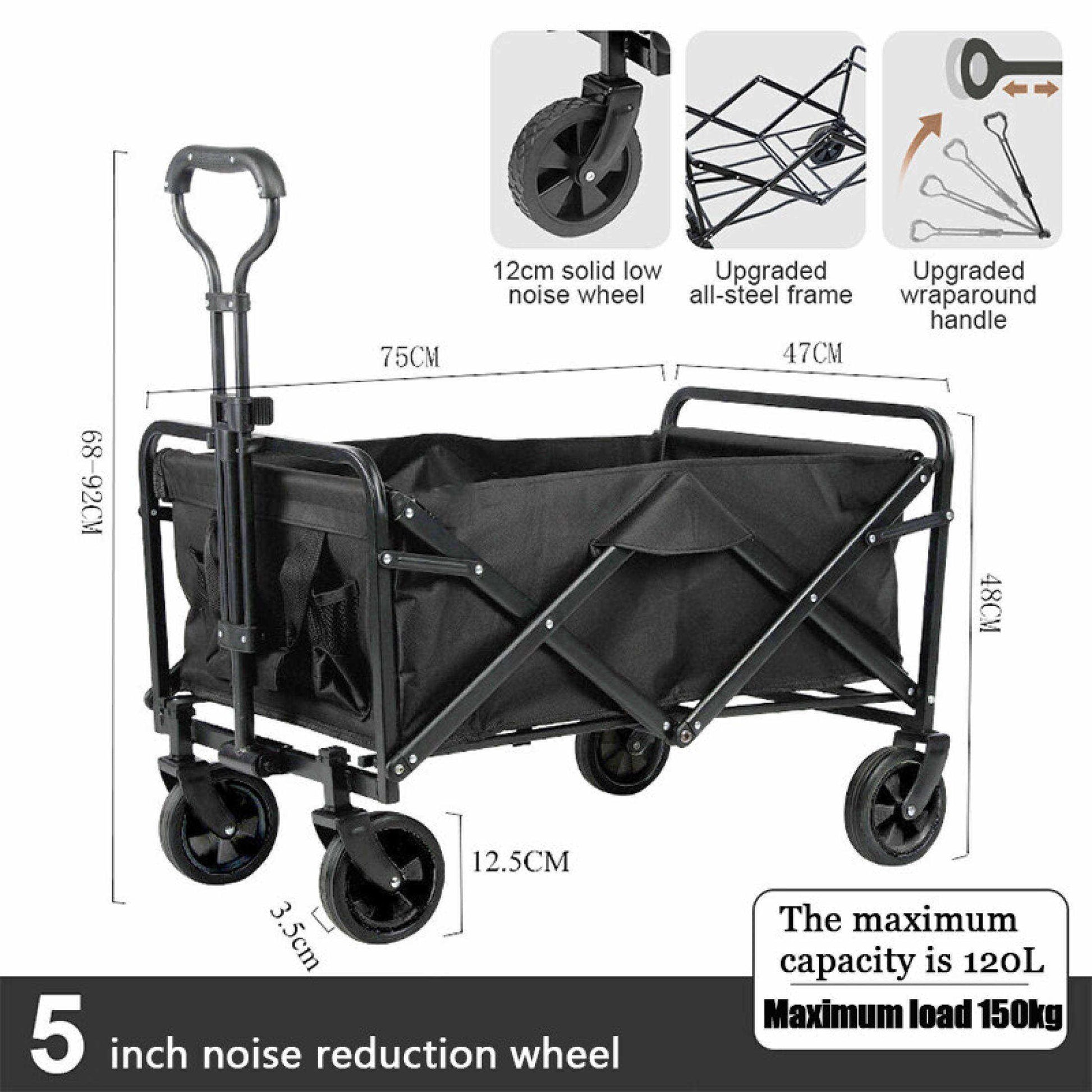 ElyseeOutdoor Wagon Trolley Capacity 250KG Outdoor Camping Wagon trolley Cart Folding Beach Garden Camping Shopping Cart Fishing Stall Trolley