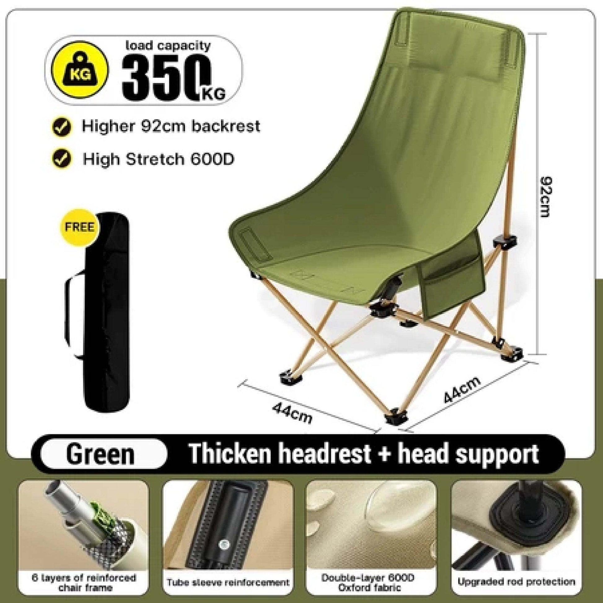 Elysee Moon Chair High Back Round Camping Outdoor Folding Chairs Portable Fishing Beach Lounge Chair With Pockets can bear 160KG